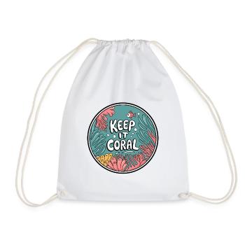 Keep It Coral – Saving Coral Reef, Marine Conservation - Drawstring Bag - white - Front