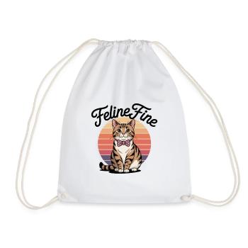 Feline Fine – Retro Sunset Cat - Turnbeutel - Weiß - Vorne