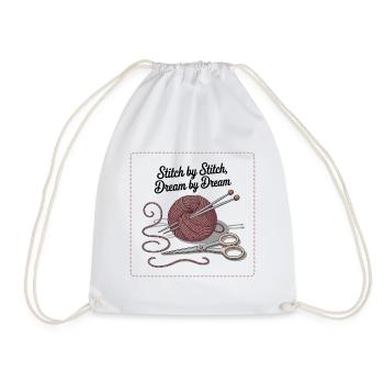 Stitch by Stitch, Dream by Dream - Drawstring Bag - white - Front