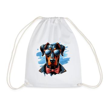 Doberman mignon portant des lunettes de soleil - Sac de sport léger - blanc - Devant
