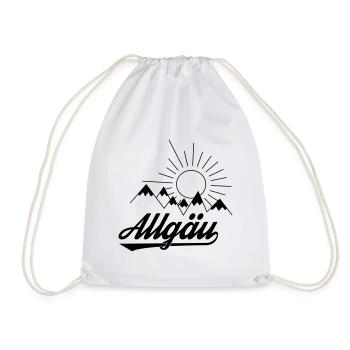 Allgäu Schriftzug mit Bergen und Sonne - Geschenk - Turnbeutel - Weiß - Vorne
