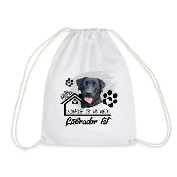 Schwarzer Labrador Spruch Zuhause ist wo mein..... - Turnbeutel - Weiß - Vorne