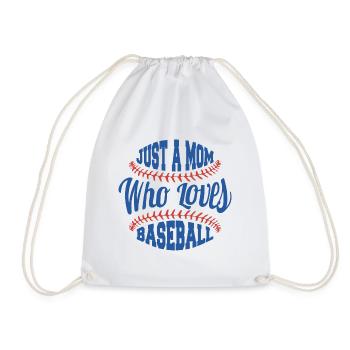 Just a mom who loves baseball fan mom gift - Drawstring Bag - white - Front