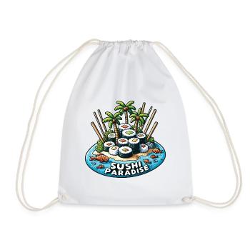 Palm Trees Beach Sushi Paradise - Drawstring Bag - white - Front