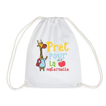 Prêt Pour La Maternelle rentrée scolaire girafe - Sac de sport léger - blanc - Devant