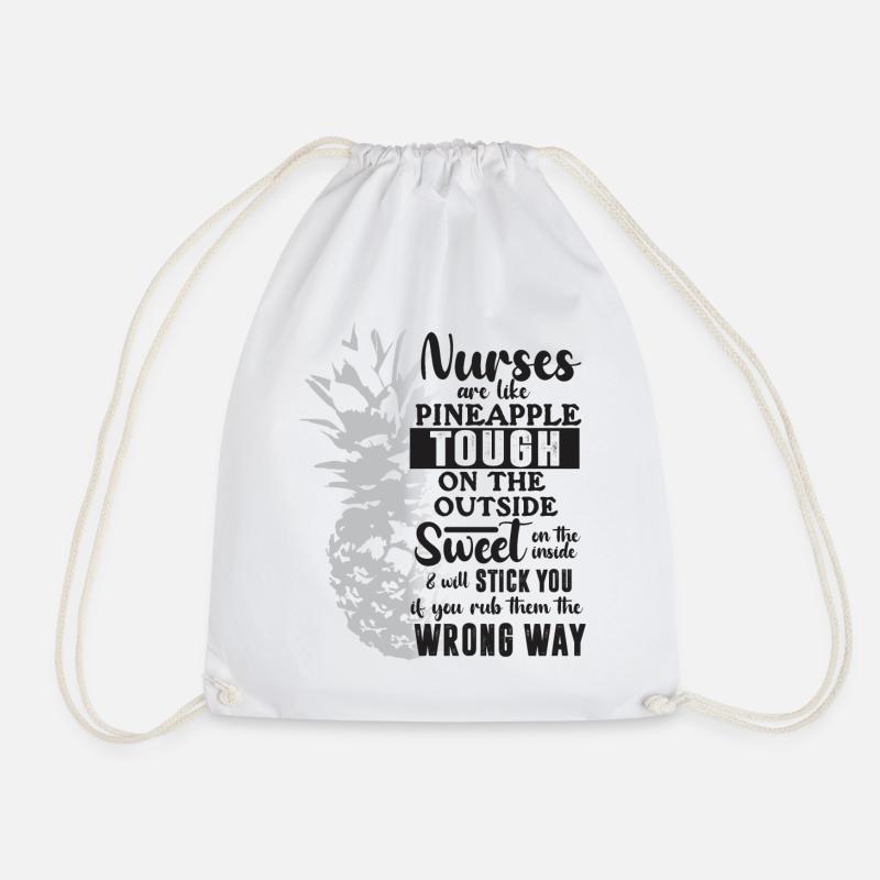 Nurses, like pineapples, are naturally cute! - Drawstring Bag - white
