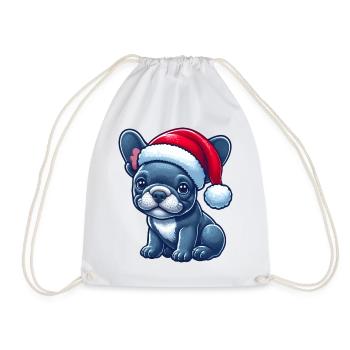 Cute Frenchie The Santa Claus - Drawstring Bag - white - Front