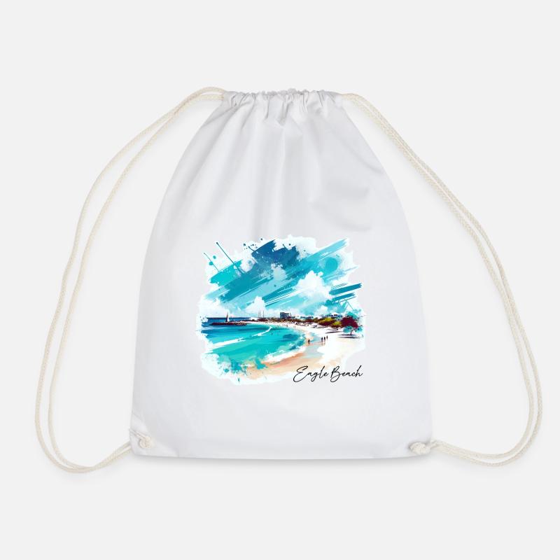Eagle Beach - Aruba - Caribbean - ABC Islands - Drawstring Bag - white