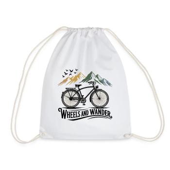 Wheels & Wander – Bergabenteuer - Turnbeutel - Weiß - Vorne
