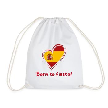 Spain Heart Flag Born to Fiesta - Drawstring Bag - white - Front