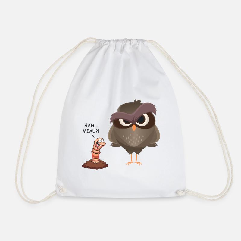 ÄÄH Miau?! Lustiges Vogel und Wurm Geschenk - Turnbeutel - Weiß