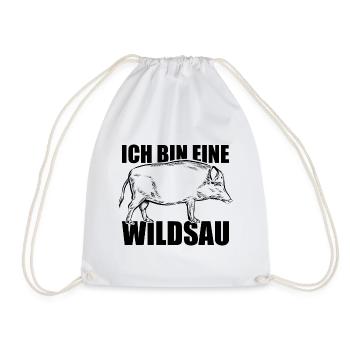 Ich bin eine Wildsau - Sticker - Turnbeutel - Weiß - Vorne