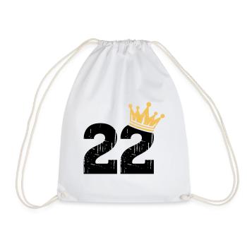 22 Crown 22nd Birthday 22 Years - Drawstring Bag - white - Front