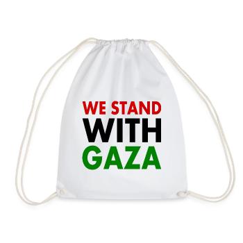 We stand with palestine - Drawstring Bag - white - Front