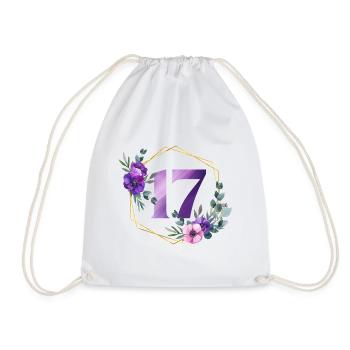 Geburtstag 17 Mädchen Blumenkranz Siebzehn 17 Jahr - Turnbeutel - Weiß - Vorne