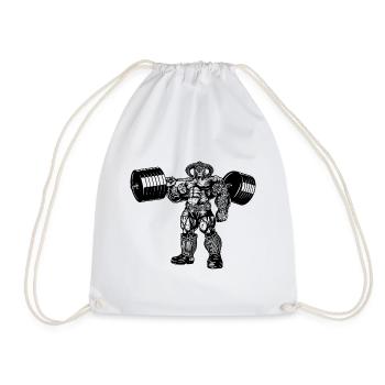 Deadlift Viking Bodybuilder Warrior Workout - Drawstring Bag - white - Front