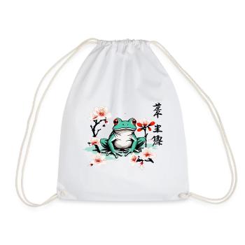 Grenouille japonaise fleurs de cerisier Vintage Art - Sac de sport léger - blanc - Devant