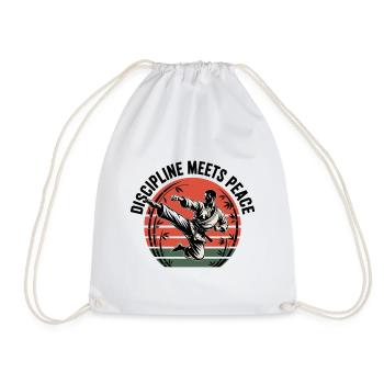 Discipline Meets Peace - Drawstring Bag - white - Front
