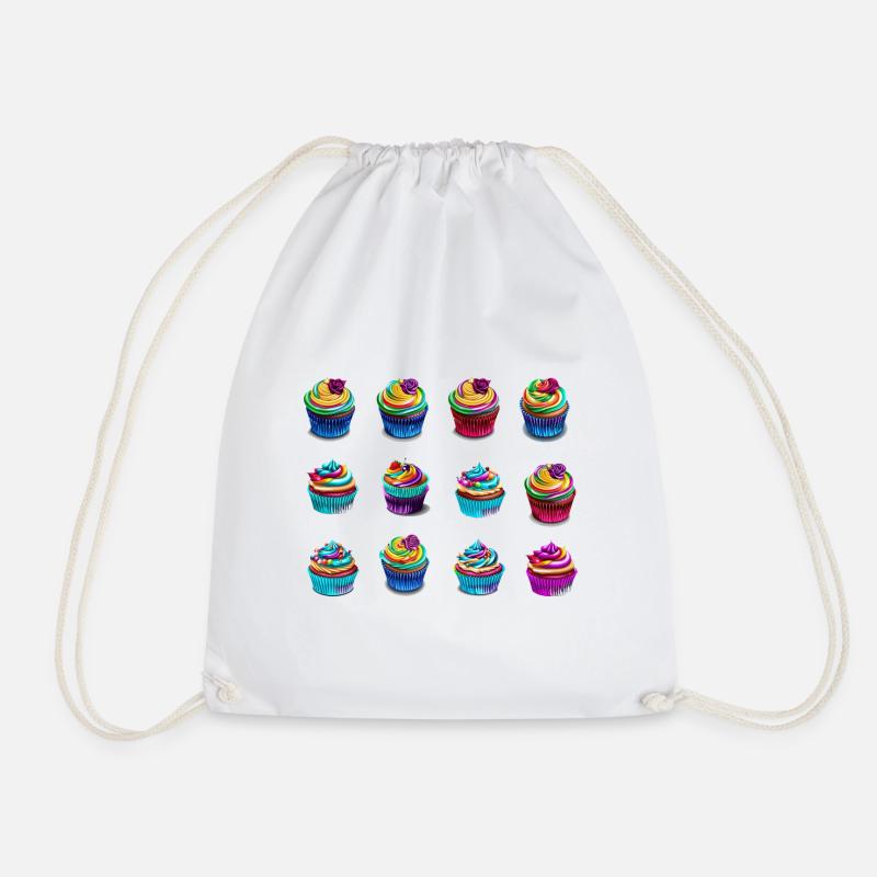 Colorful muffins simply delicious - Drawstring Bag - white