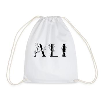 Name - Ali - Drawstring Bag - white - Front