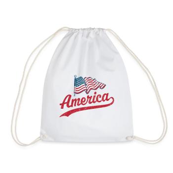 Amerika Flagge - Turnbeutel - Weiß - Vorne