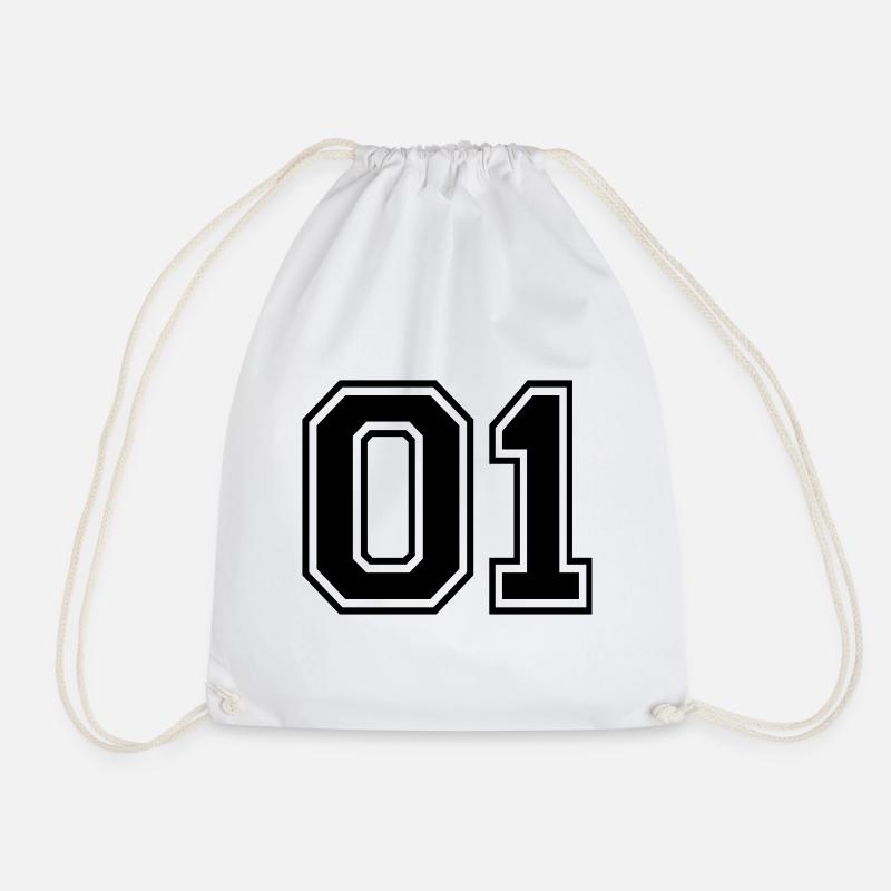 Back number 01 - Drawstring Bag - white