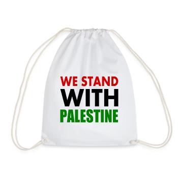 We stand with palestine - Drawstring Bag - white - Front