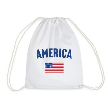 Amerika Flagge - Turnbeutel - Weiß - Vorne