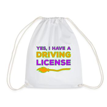 Yes, I have a witch's broom driver's license - Drawstring Bag - white - Front