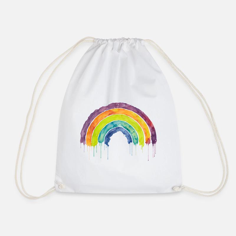 Bunter Horizont Aquarell Regenbogen - Turnbeutel - Weiß