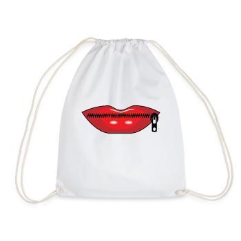 Mouth zipper - Drawstring Bag - white - Front