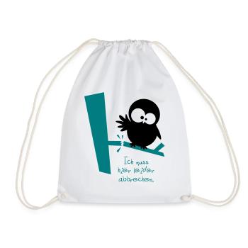 An owl / / I need to stop here, unfortunately. - Drawstring Bag - white - Front