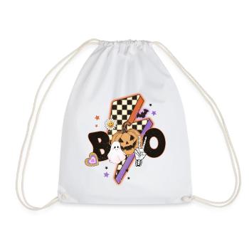 Halloween Boo Peace Pumpkin Ghost - Drawstring Bag - white - Front
