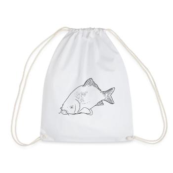 Carp Black and White Sketch - Drawstring Bag - white - Front