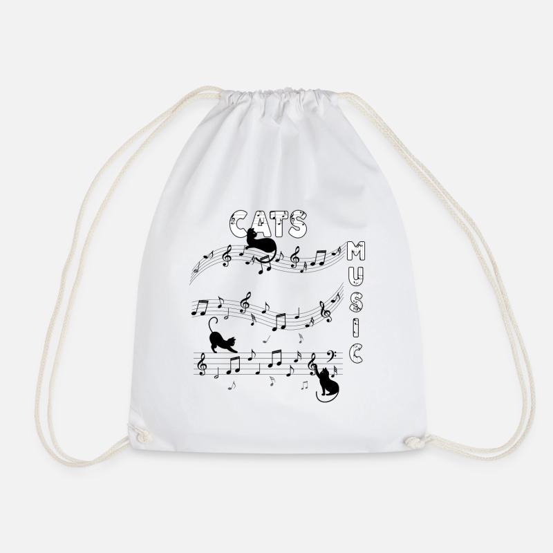 Cats Music - Drawstring Bag - white