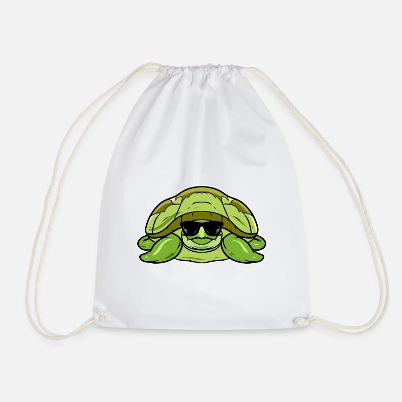 Turtle - Drawstring Bag - white
