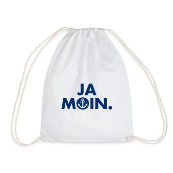 Ja Moin. - Guten Morgen - Nordsee - Ostsee - Anker - Turnbeutel - Weiß - Vorne
