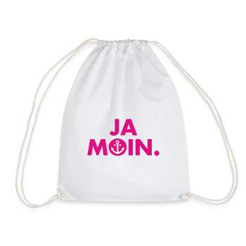 Ja Moin. - Guten Morgen - Nordsee - Ostsee - Anker - Turnbeutel - Weiß - Vorne