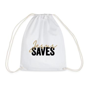 Jesus Saves Dans Les Couleurs d’Or Et Noir - Sac de sport léger - blanc - Devant