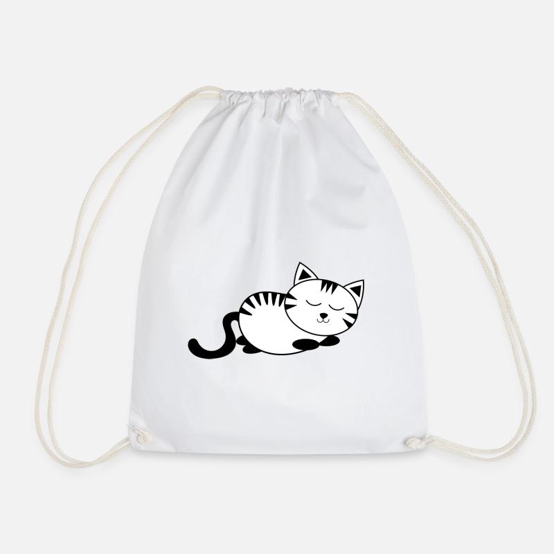 schlafende Katze kawaii Katze Katzenshirt Geschenk - Turnbeutel - Weiß