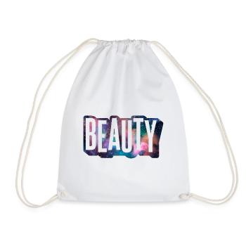 Beauty Beauty Outer Space Font Cool - Drawstring Bag - white - Front