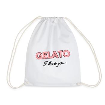 Gelato, I Love You – Sweet Italian Treat Quote - Drawstring Bag - white - Front