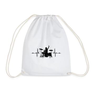 Drummer Heartbeat Drummer Drums Fun Gift - Drawstring Bag - white - Front