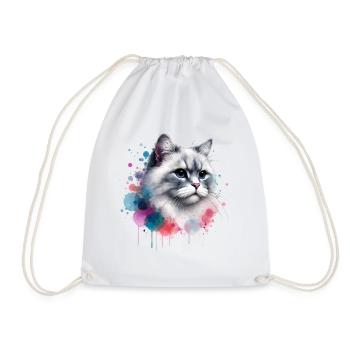 Watercolor Cat's Head - Drawstring Bag - white - Front
