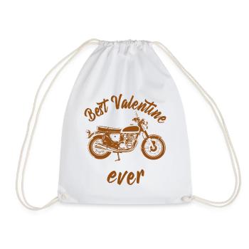 Valentine's bike - Valentine's Day motorcycle - Drawstring Bag - white - Front