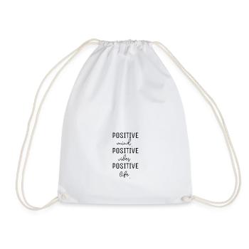 POSITIVE mind, vibes, life, thoughts saying, happiness - Drawstring Bag - white - Front