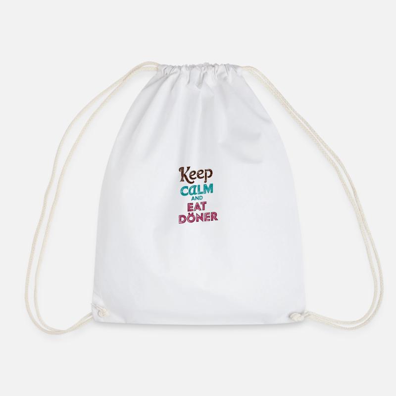 Keep calm & eat doner in a playful colour - Drawstring Bag - white
