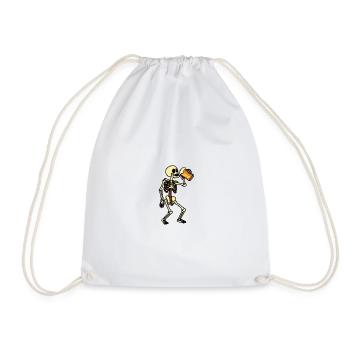Skeleton drinks beer, Halloween - Drawstring Bag - white - Front