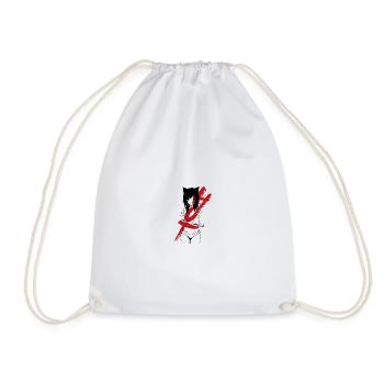Anie Manga Gamer gambler player cat gambling - Drawstring Bag - white - Front