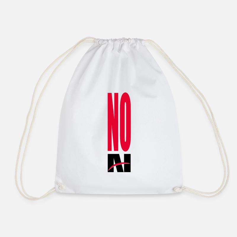 NO AI - no Artificial Intelligence - Drawstring Bag - white